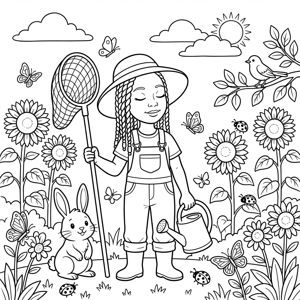 Nature coloring page sample