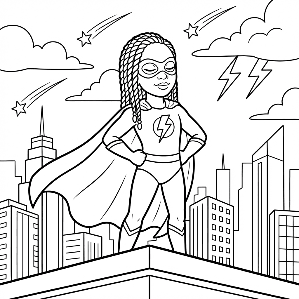 Superhero coloring page sample